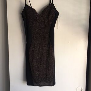 Black and gold mini dress
